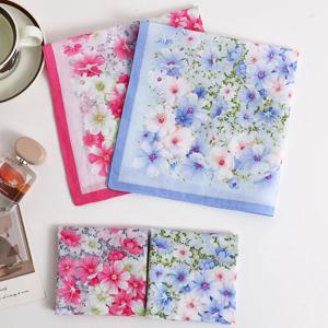 여성용 순면 프린트 손수건, 구식 얇은 물 흡수 및 땀 닦는 손수건, 결혼식 시즌 신부 꽃 기념품