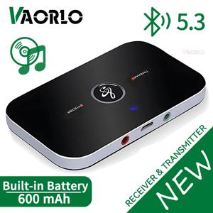 업그레이드 B6 2 in 1 Bluetooth 5.3 오디오 수신기 송신기 자동차 PC TV 헤드폰 용 3.5mm AUX + RCA 600mAh 배터리 무선 어댑터