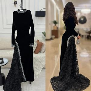 맞춤형 저지 사이즈 가능 스팽글 A 라인 하이 칼라 롱 드레스, 맞춤형 행사 드레스, 절묘한