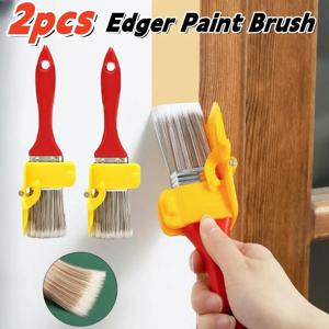 2Pcs Edger 페인트 브러시 벽 처리 페인트 도구 다용도 페인트 브러시 가장자리 트리밍 컷 브러시 라텍스 색상 구분 페인트 브러시