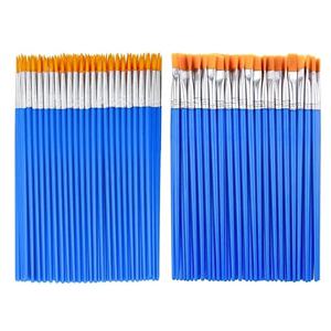 100개 나일론 브리슬 플라스틱 스템 디지털 오일 브러시 아웃라인 브러시 소형 라인 브러시 아크릴 페인트 어린이용 오일 브러시