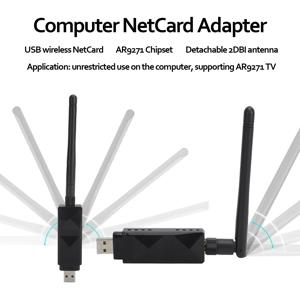 범용 AR9271 무선 USB WiFi 어댑터 (PC 노트북 TV 스트리밍 플러그 플레이 안정적인 분리형 2DBI 고이득 안테나 포함)