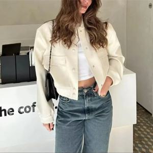 2025년 가을 봄 여성용 싱글 브레스티드 재킷, 긴 소매 포켓 코트, 빈티지 루즈핏 스트릿웨어 시크 캐주얼