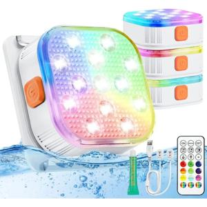 수중 조명 LED 잠수정 풀 조명 충전식 200FT 원격 제어 수영장 조명 타이머 색상 변경