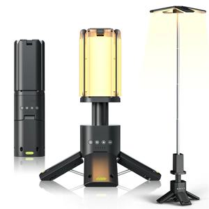 충전식 야외 하이킹 낚시 텐트 램프, 매우 밝은 자석 회전식 텔레스코픽 LED RV 캠핑 랜턴, 6000 LM, 14000mAh