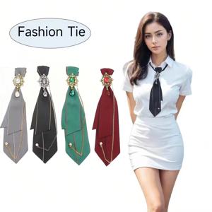 대비되는 가장자리와 합금 점선 다이아몬드가 있는 수제 폴리에스테르 웨빙 한 쌍, 캐주얼 스타일 여성 패션 넥타이, 파티 외출 및 기타 의류 매칭에 적합