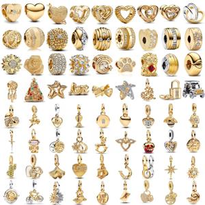 2025 뜨거운 판매 S925 실버 골드 시리즈 봉투, 선인장, 꿀벌 펜던트 원래 팔찌 DIY 여성 쥬얼리에 적합