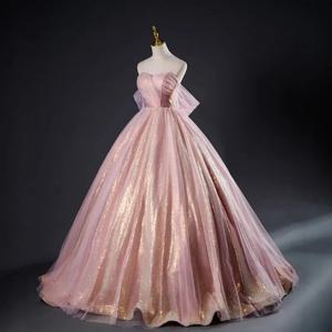 맞춤형 컬러풀 거즈 드레스 공연 무대 슬림 여성 패셔너블한 분위기의 스트랩리스 스트랩 쉐이딩 스튜디오 드레스