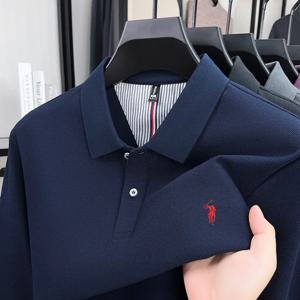 100% 순면 프리미엄 브랜드 남성 긴팔 폴로 셔츠 가을 패션 신상 럭셔리 말 폴 자수 골프 상의 캐주얼 비즈니스 티셔츠