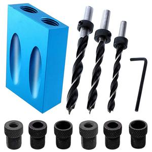 목공 비스듬한 포켓 홀 로케이터 지그 키트, 15 도 각도 드릴 가이드 세트, 홀 펀처, DIY 목공 도구, 드릴 비트