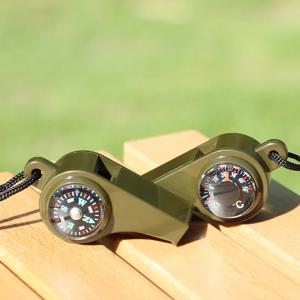 1PCS 3-in-1 비상 생존 호루라기, 나침반, 온도계, 심판 치어리딩 호루라기, 스포츠 용품