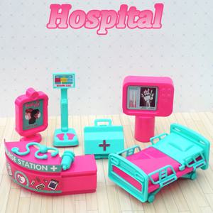 1/12 인형 집 병원 침대 의사 청진기 모조 카운터 척 놀이 소형 가구 액세서리 간호사 의료 선물