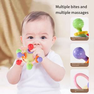 둥근 아기 잡기 공 장난감 조기 교육 발달을 위한 아기 장난감 치아 발육 및 씹는 데 안전함
