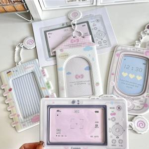 레트로 Y2K 스위트 케이팝 포토카드 거치대 패션 카메라 휴대폰 스타일 애니메이션 포토카드 커버 케이스, 카와이 사진 카드 보호대, 1 개