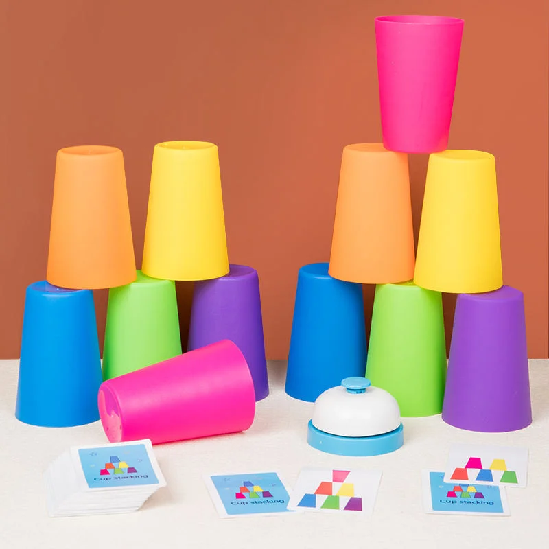 어린이 속도 훈련 장난감 스택 컵 배틀 테이블 게임 실내 가족 파티 게임 장난감 색상 인지 논리 훈련 클래식 게임