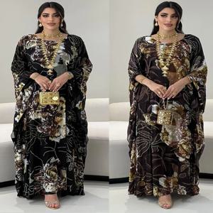 여성을위한 이슬람 드레스 쉬폰 다이아몬드 파티 Abaya 드레스 아랍 긴 가운 모로코 두바이 Kaftan Vestidos Jalabiya Ramadan Eid