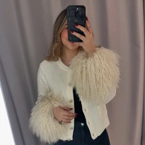 탈부착 가능한 양털 소매, 천연 몽골리안 퍼 소매, 코트 여성용 새틴 패션 리얼 퍼 트리밍