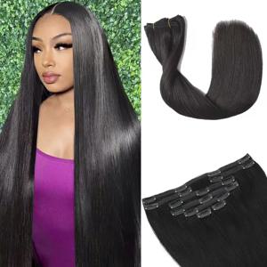 클립 인 헤어 익스텐션 진짜 인간의 머리카락 100G 100% 레미 스트레이트 인간의 머리카락 익스텐션 패션 여성용 내추럴 블랙 # 1B를 번역해주세요
