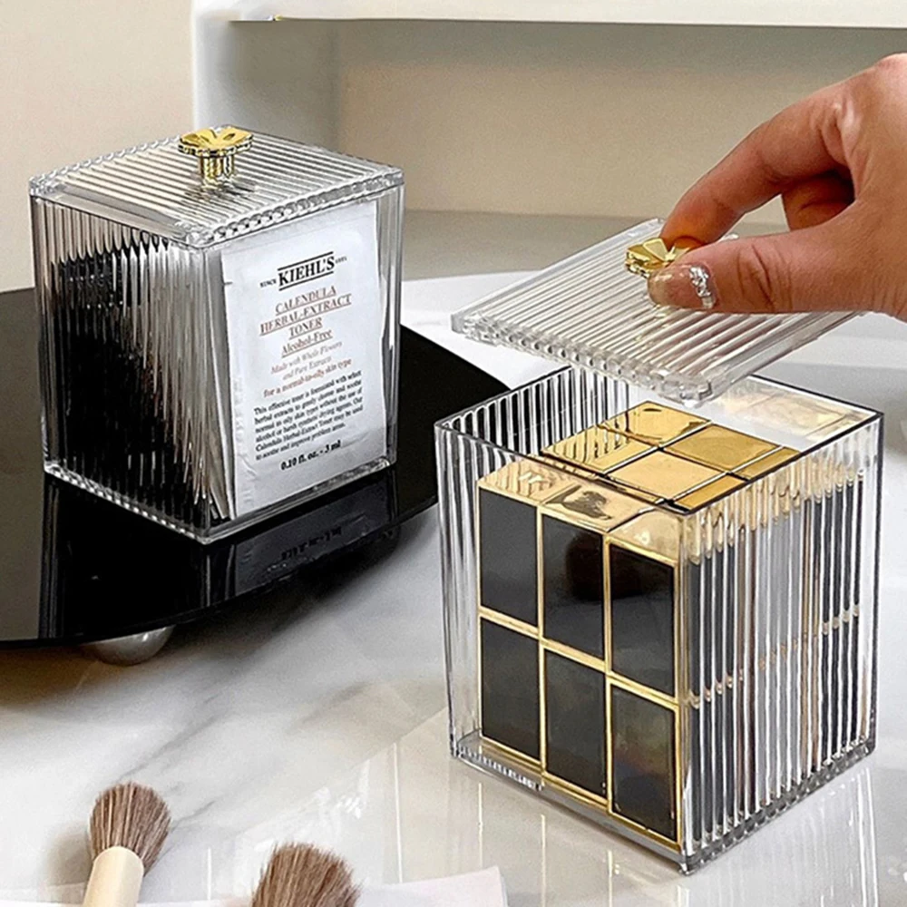 1PCS 투명 보관 상자 면봉 용기 데스크탑 방진 메이크업 제거 면봉 립스틱 화장품 상자 아크릴 신제품