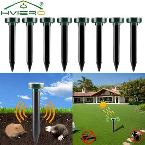 초음파 음파 구동 태양열 퇴치기, 쥐 두더지, 설치류 해충 퇴치기, 진동 파 마당, 야외 정원 잔디 농장 필드, 4 배, 8X