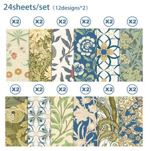 24pcs 30*30cm 윌리엄스 패턴 스크랩북 공예 종이 DIY 공예 아트 배경 종이 종이 접기 카드 사진 앨범 장식 만들기