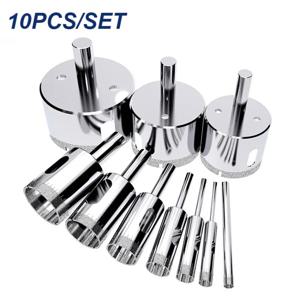 유리 대리석 화강암 석재 타일 세라믹 구멍 톱 드릴링 비트에 대 한 10PCS 3-50mm 다이아몬드 코팅 드릴 비트 구멍 톱