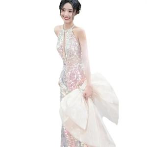 인어 꼬리 스팽글 호스티스 이브닝 드레스 동화 드레스 연말 파티 하이웨이스트 민소매 중국 브랜드 봄 시즌