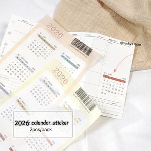 MINKYS 2026 12개월 2개/팩 캘린더 스티커 세트 장식용 캘린더 마크 라벨 학교 복귀 문구류