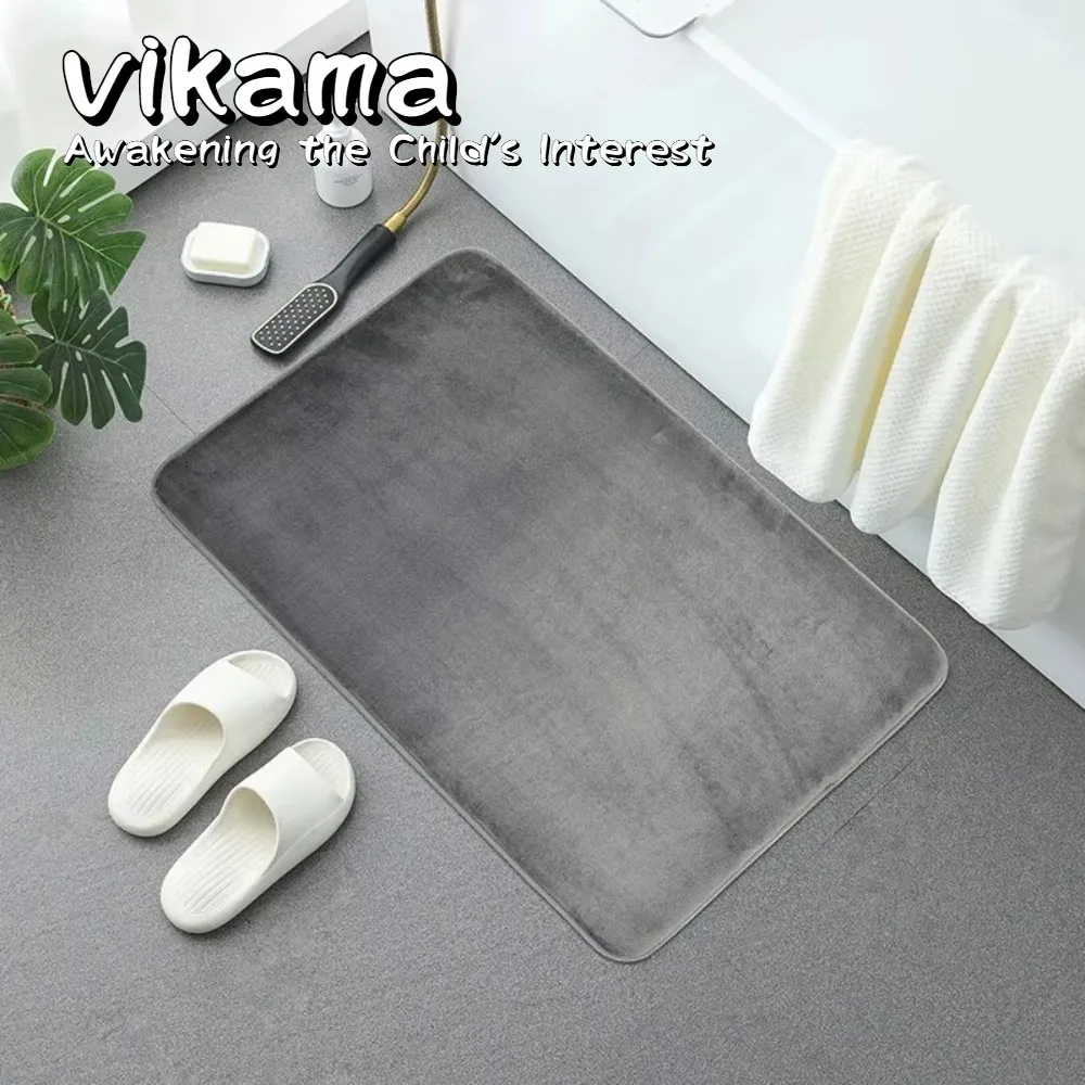 비카마 스펀지 욕실 매트: 빠른 흡수, 부드럽고 미끄럼 방지 욕실 입구 및 집 현관용 러그