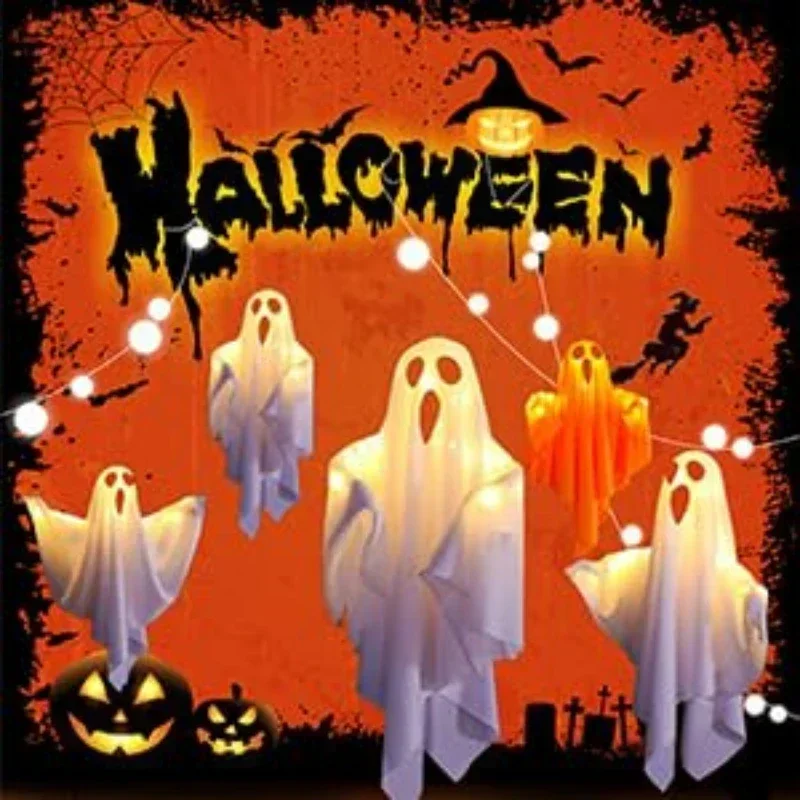 LED 비행 유령 할로윈 행잉 장식, 실내 및 실외 야광, 앞마당 현관 나무, 배터리 작동