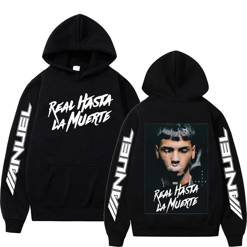 래퍼 Anuel Pullover Real Hasta La Muerte 프린트 가을 양털 후드 레귤러 긴 소매 의류 패션 streetwear sportwear