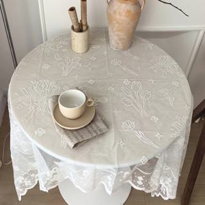 아름다운 다기능 튤립 꽃다발 레이스 식탁보 패션 화이트 Tv 먼지 커버 광장 폴리 에스터 오븐 먼지 커버 호