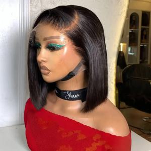 13x4 스트레이트 밥 가발 200% 밀도 레이스 프론탈 가발 브라질리언 베이비 헤어 4x4 여성용 밥 인모 가발 # 1B를 번역해주세요