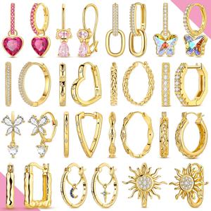 925 실버 귀걸이 골드 시리즈 후프 귀걸이 여성용 스네이크 하트 스타 오리지널 펜디엔테 패션 주얼리