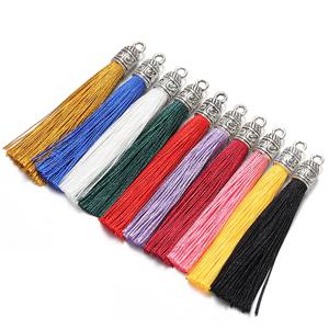 10Pcs 6cm 실크 술 매력 DIY 쥬얼리에 대 한 골동품 실버 모자와 브러쉬 Tassels 수 제 귀걸이 펜 던 트 액세서리 만들기