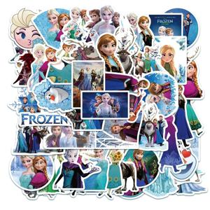 50pcs 디즈니 애니메이션 냉동 스티커 Kawaii 공주 Elsa 낙서 데칼 아이를위한 DIY 노트북 자전거 전화 자동차 미적 스티커 장난감
