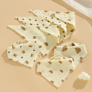 조정 가능한 인쇄 아기 모슬린 Bibs 스냅 버튼 솔리드 컬러 타액 수건 프릴 부드러운 Burp Cloths 유아