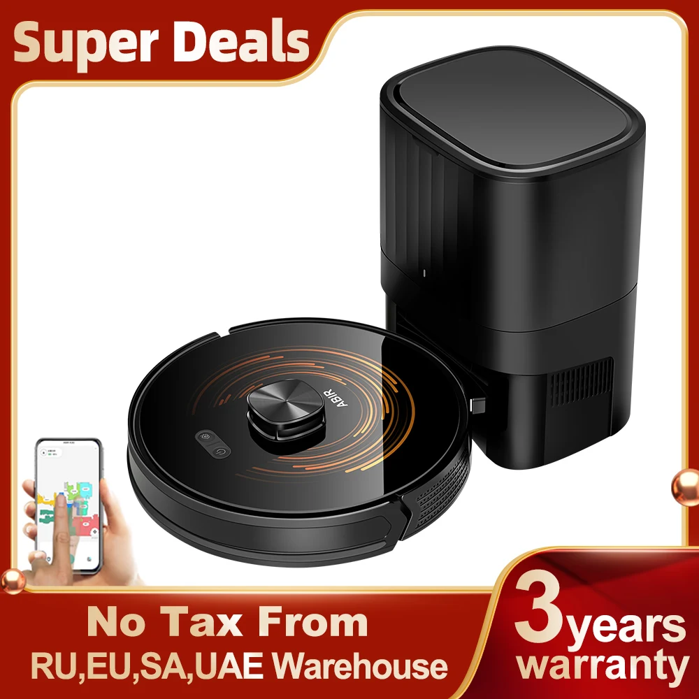 로봇 진공 청소기 ABIR K30, 자동 비어 있는 도크, UV 스팟 청소, 6500PA 흡입, 다층 지도, 맞춤형 습식 건식 룸 청소,