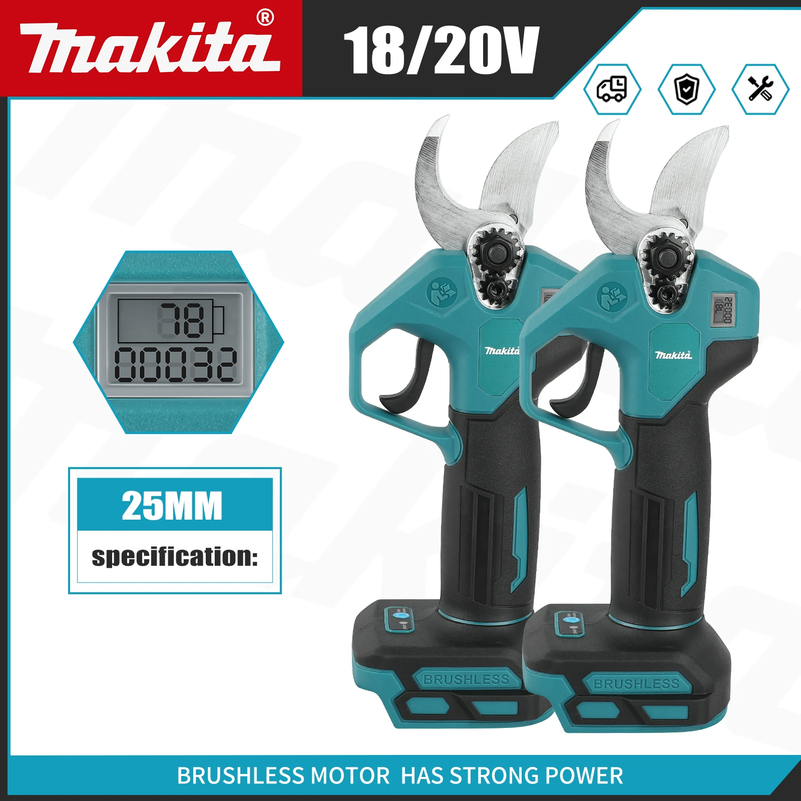 Makita 브러시리스 전기 가지 치기 가위 정원 도구 분기 커터 Makita 18V 용 무선 전기 정원 가위 과일 나무