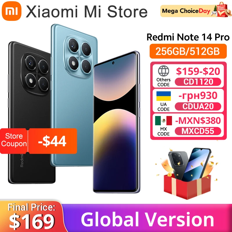 【브랜드+】샤오미 레드미 노트 14 프로 스마트폰 200MP AI 카메라 헬리오 G100-울트라 6.67인치 120Hz AMOLED 디스플레이 5500mAh 배터리