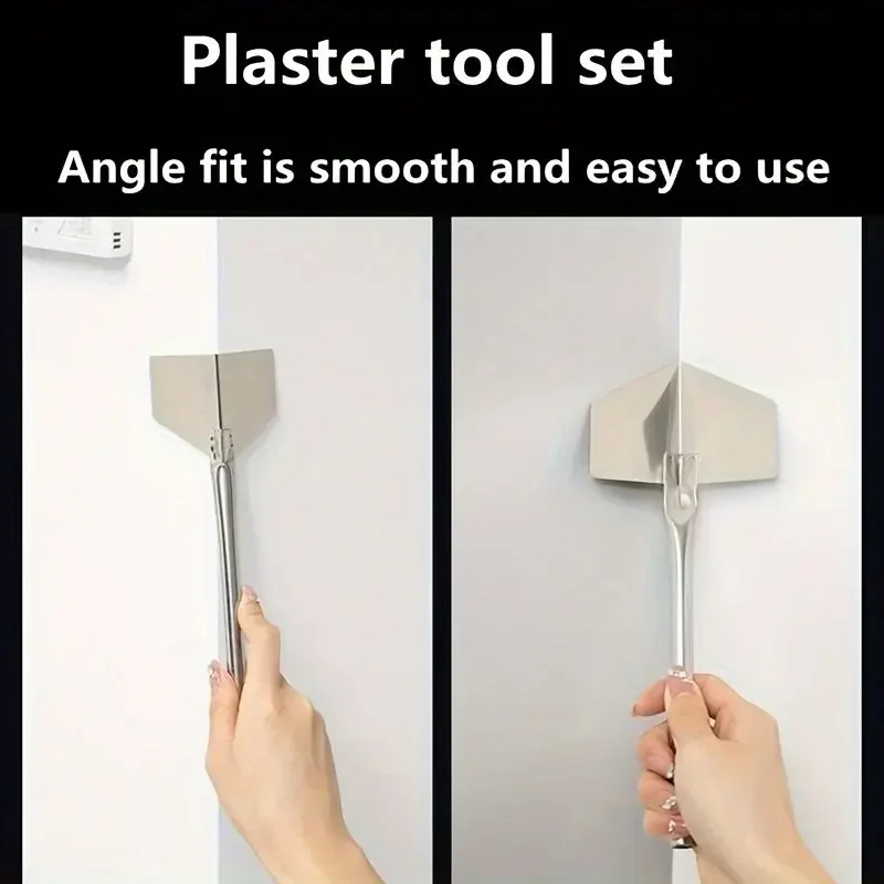 4Pcs 건설 도구 스테인레스 스틸 퍼티 나이프 마른 벽에서 나온 스크레이퍼 손 도구 내부 외부 코너 긁기 음과 양 풀러