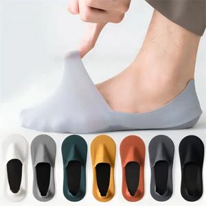 HSS 묶음당 5 쌍 남성용 보트 양말 100% 면 탈취제 땀 흡수 여름용 양말 얇은 통기성 실리콘 미끄럼 방지 실크 양말