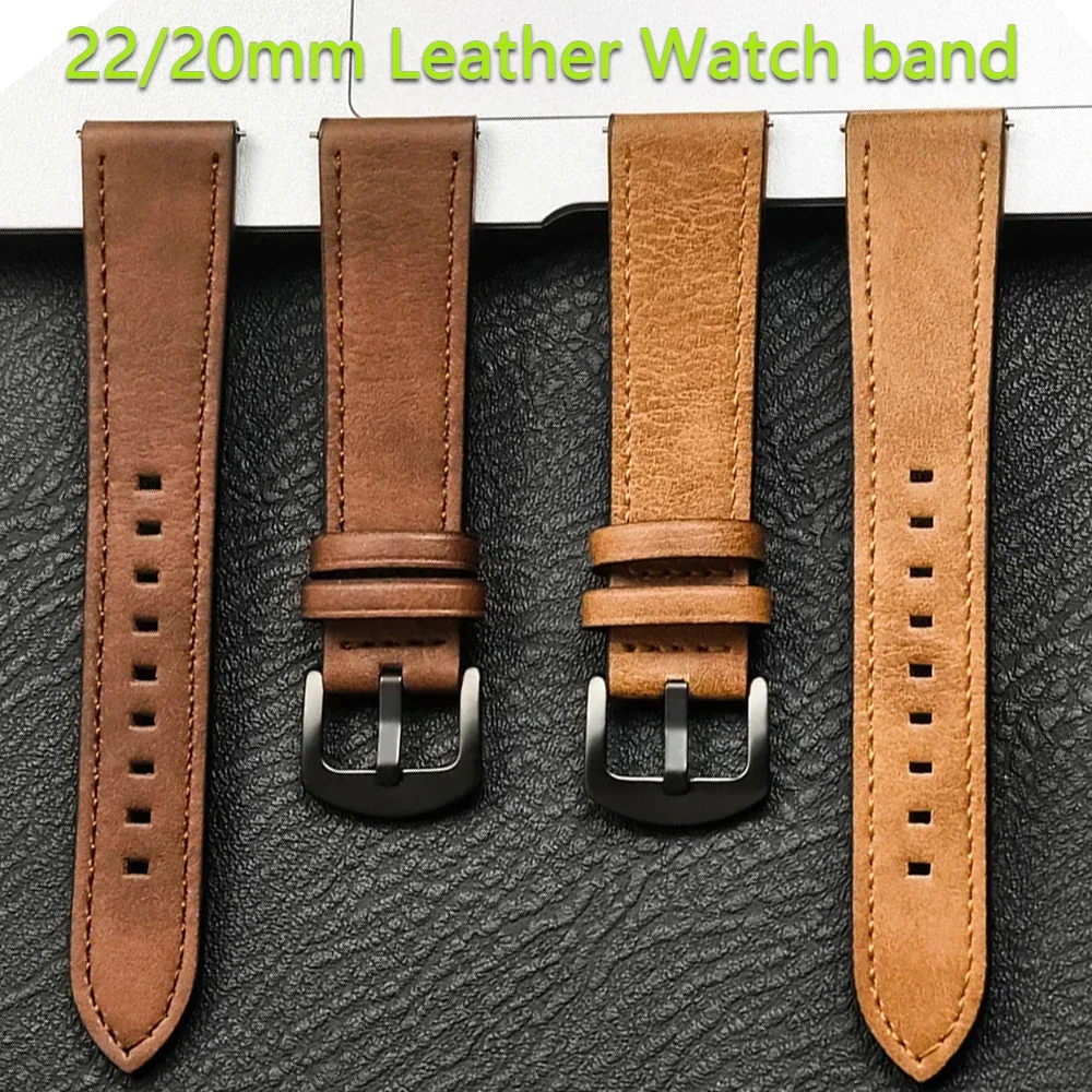 삼성 갤럭시 시계 6 5 4 40mm 44mm 기어 밴드 빈티지 팔찌 Xiaomi Redmi Watch 3 Lite/Active 용 20mm 22mm 가죽 스트랩