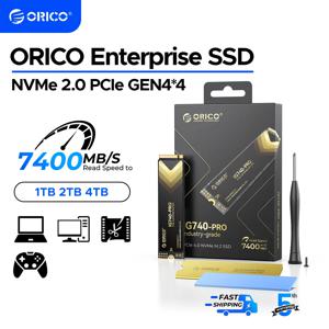 ORICO NVMe 2.0 내부 SSD 솔리드 스테이트 드라이브 TLC PCIe Gen4 M.2 2280 7450MB/s 하이 엔드 컴퓨팅 워크스테이션 PlayStation용