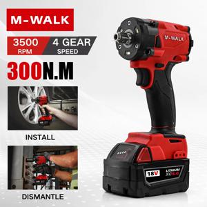 300N.m 토크 브러시리스 전동 무선 임팩트 렌치 드라이버 1/2인치 4단 기어 파워툴 (밀워키 18V 배터리 핀용)