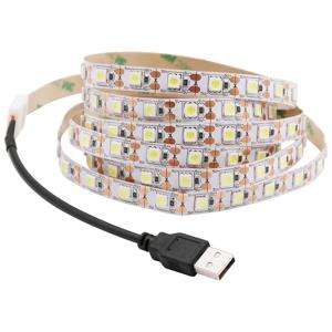 5V USB LED 스트립 5050, 차가운 흰색, 따뜻한 흰색 TV 배경 조명, USB 클립 커넥터, 60LEDs/m, 30cm, 50cm, 1m, 2m, 3m, 4m, 5m 세트