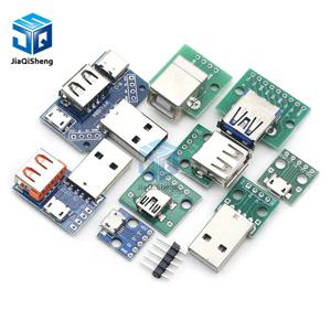USB 수 커넥터/미니 마이크로 usb-dip 어댑터 암 커넥터 2.54 커넥터 B 유형-C USB2.0 3.0 암 PCB 변환기, 1 피스