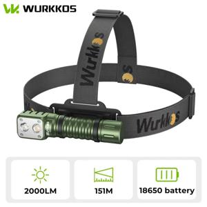 Wurkkos HD20 헤드램프 충전식 21700 헤드라이트 2000lm 듀얼 LED LH351D XPL USB 역방향 충전 마그네틱 테일 작업 캠프 라이트