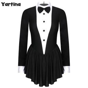 여성 마술사 레오타드 성인 턱시도 의상 피겨 스케이팅 마술사 웨이트리스 코스프레 파티 의상 긴 소매 발레 타이츠