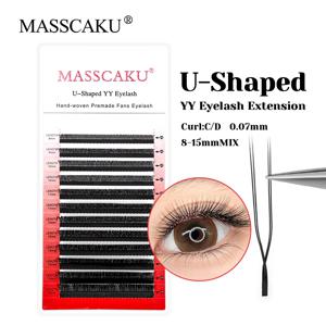 MASSCAKU U 모양 YY 속눈썹 0.07mm 두께 혼합 길이 Y 디자인 속눈썹 연장 편안한 경량 쉬운 적용 속눈썹